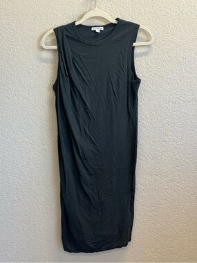 James Perse Black Sleeveless Midi Tank Dress